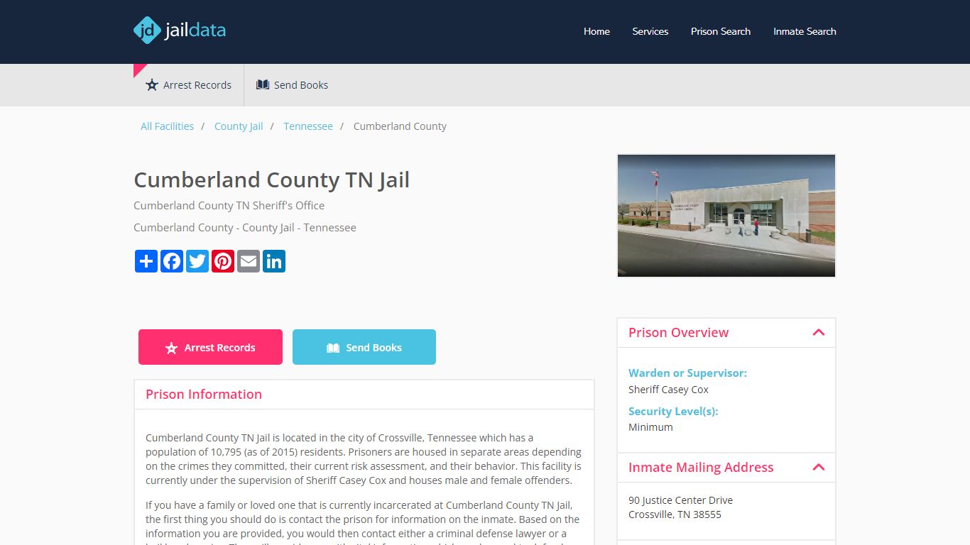 Cumberland County TN Jail Inmate Search and Prisoner Info - Crossville, TN