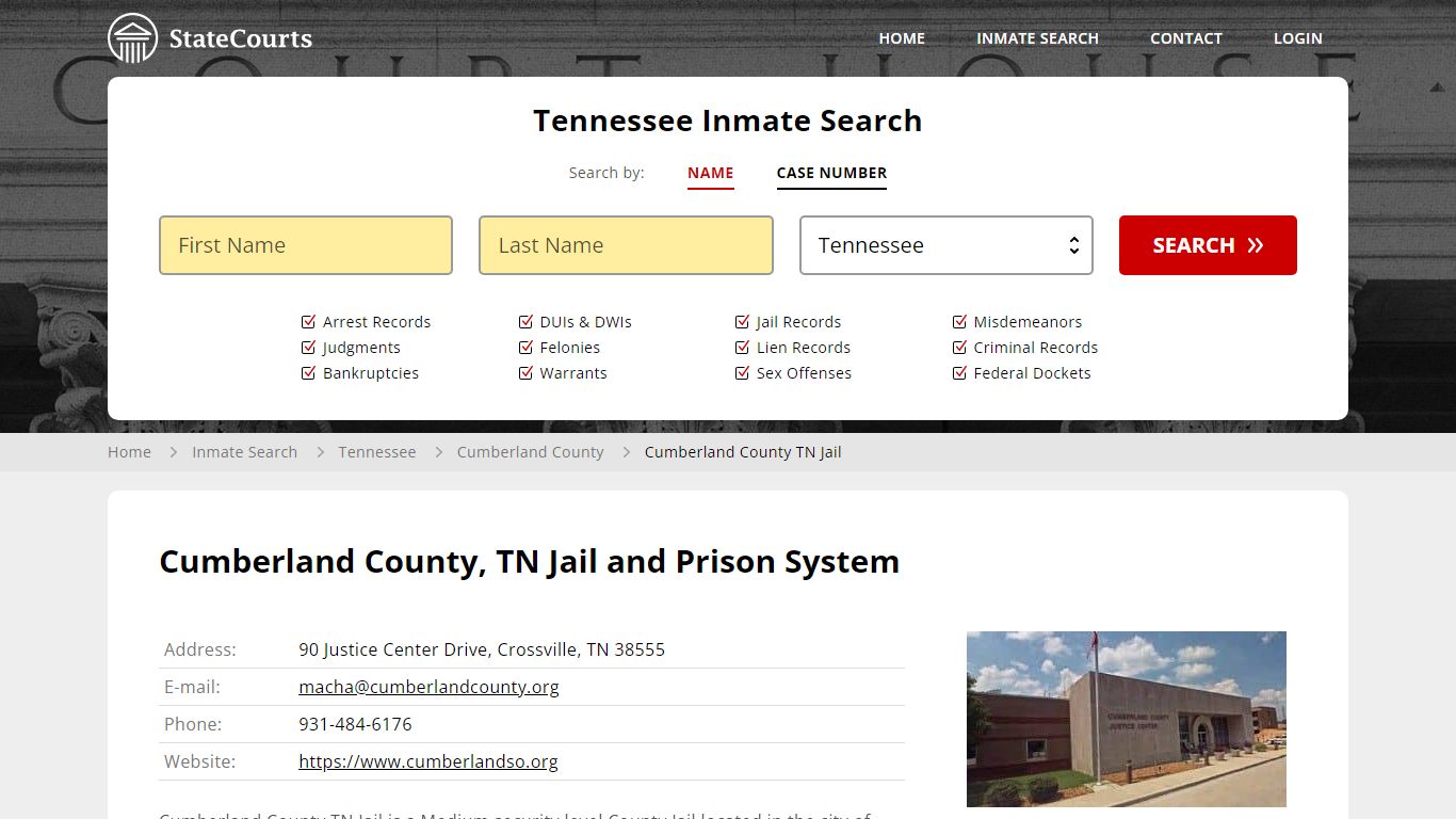 Cumberland County TN Jail Inmate Records Search, Tennessee - StateCourts